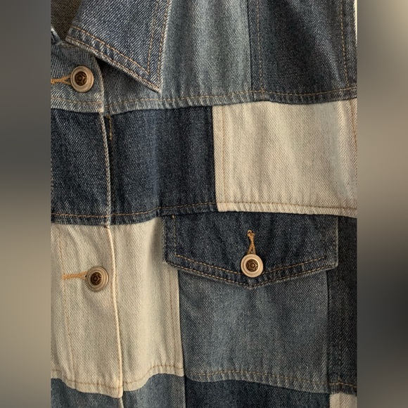 Vintage Blue Patchwork Denim Vest Size 22 Y2k 90s Oversized Christopher & Banks - Picture 3 of 4